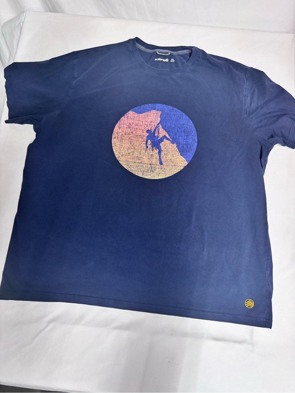 Solaris Men’s XL Rock Climbing Graphic T Shirt Navy 100% Cotton Outdoor Tee